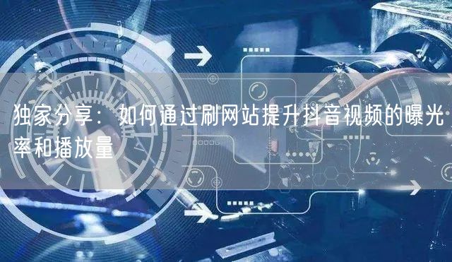 独家分享:如何通过刷网站提升抖音视频的曝光率和播放量