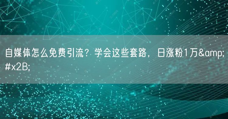 自媒体怎么免费引流?学会这些套路,日涨粉1万+