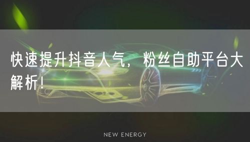快速提升抖音人气,粉丝自助平台大解析!