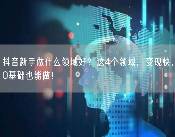 抖音新手做什么领域好？这4个领域，变现快，0基础也能做！