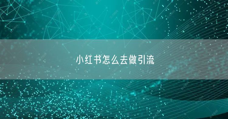 小红书怎么去做引流