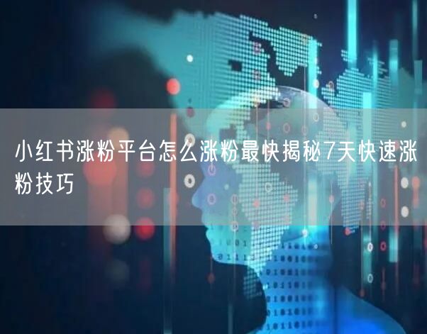 小红书涨粉平台怎么涨粉最快揭秘7天快速涨粉技巧