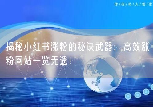 揭秘小红书涨粉的秘诀武器：高效涨粉网站一览无遗！