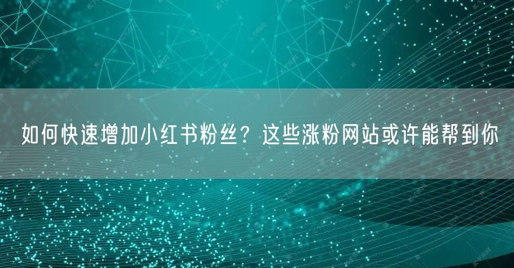 如何快速增加小红书粉丝?这些涨粉网站或许能帮到你