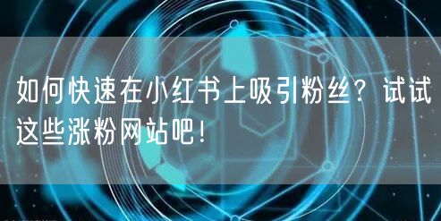 如何快速在小红书上吸引粉丝?试试这些涨粉网站吧!
