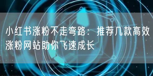 小红书涨粉不走弯路:推荐几款高效涨粉网站助你飞速成长