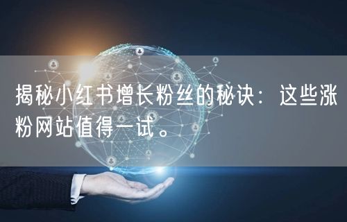 揭秘小红书增长粉丝的秘诀:这些涨粉网站值得一试。