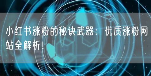 小红书涨粉的秘诀武器:优质涨粉网站全解析!