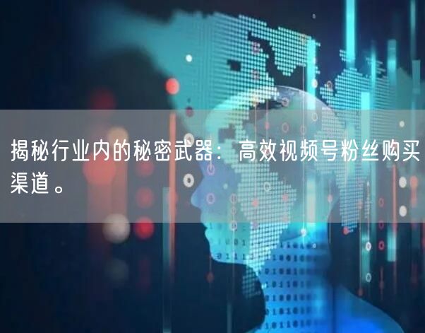揭秘行业内的秘密武器:高效视频号粉丝购买渠道。