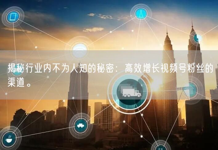 揭秘行业内不为人知的秘密：高效增长视频号粉丝的渠道。
