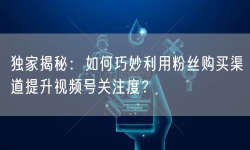 独家揭秘:如何巧妙利用粉丝购买渠道提升视频号关注度?