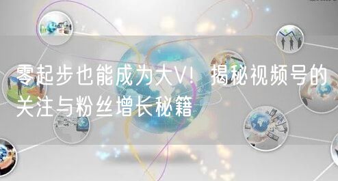 零起步也能成为大V!揭秘视频号的关注与粉丝增长秘籍