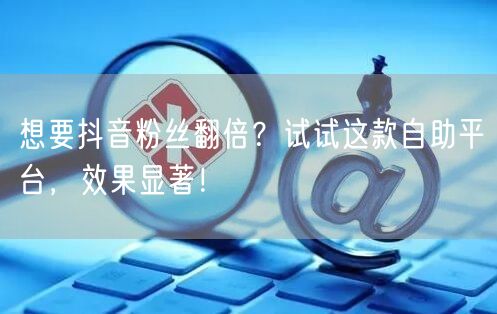 想要抖音粉丝翻倍？试试这款自助平台，效果显著！