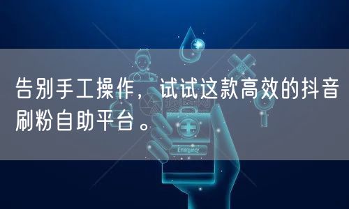 告别手工操作，试试这款高效的抖音刷粉自助平台。