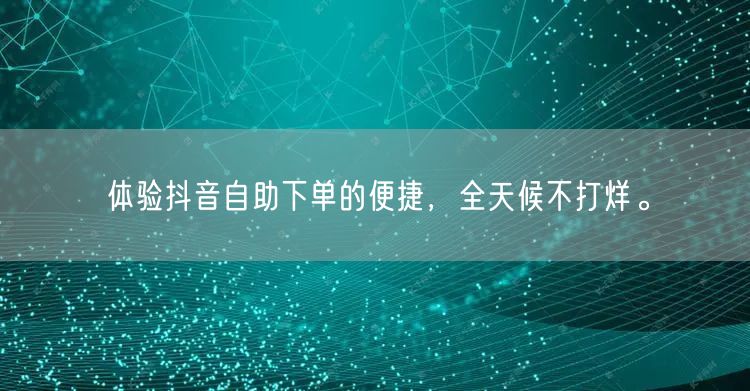 体验抖音自助下单的便捷,全天候不打烊。